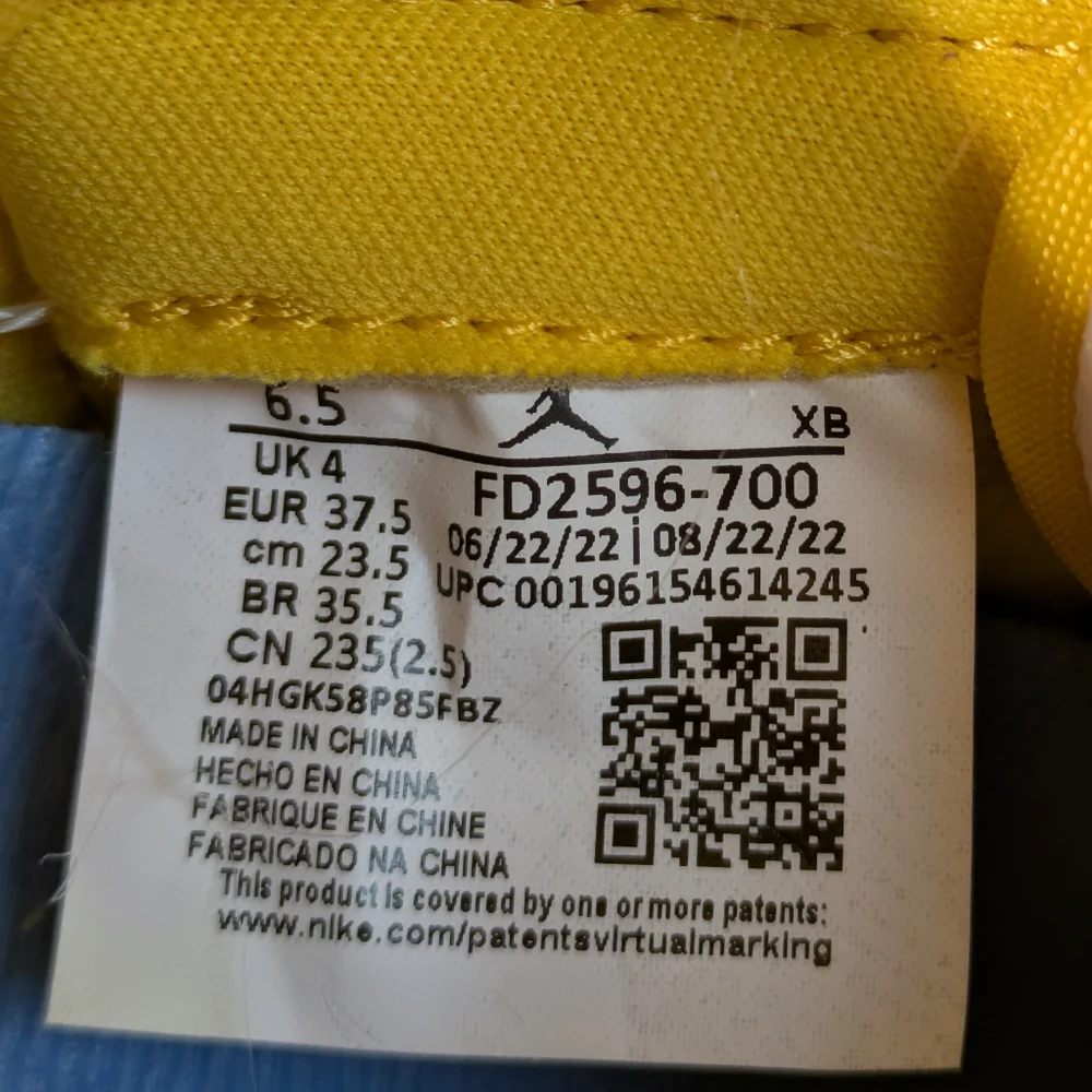 Jordan 1 Retro High OG “Reverse Laney” Size US 6.5 Women/EUR 37.5 Yellow Blue - Picture 6 of 6